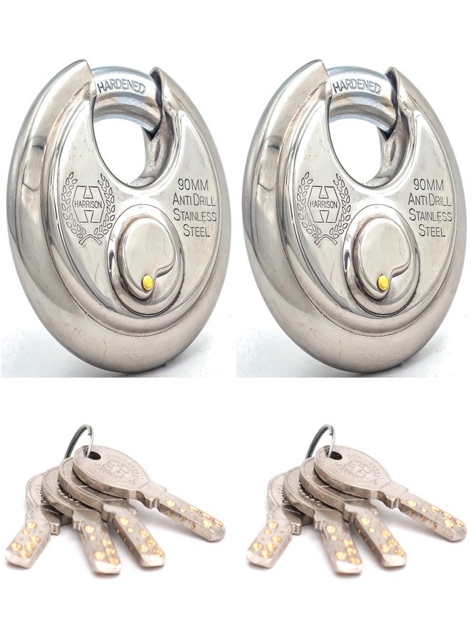 Harrison Padlocks/Round Padlock 90mm 12 Pin with 3 Computerised Keys ROCK-STAR-0404 Pack of 2/Padlock, Padlocks, Locks for Home, Locks for Main Door, gate Lock - Image 1